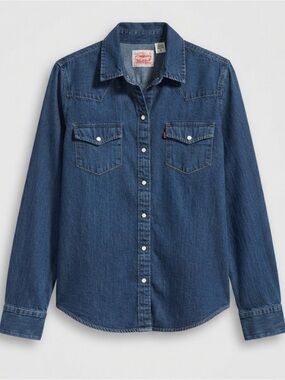 Levi’s Western Denim Shirt Button Front Long Sleeve Blue